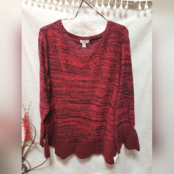 Style & Co Women's Plus Size 3X Ruffled Red Polish Sweater NWT - Picture 1 of 4
